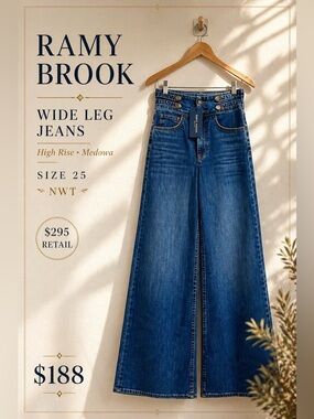 Ramy Brook Medowa High Rise Wide Leg Jeans NWT Size 25